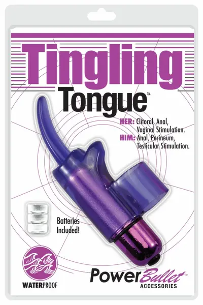 PowerBullet Tingling Tongue Purple - Compact Finger Massager, Waterproof