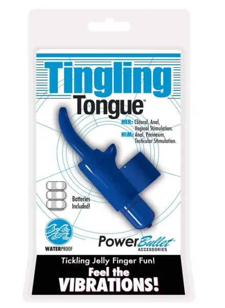 PowerBullet Tingling Tongue Blue Mini Finger Massager Waterproof