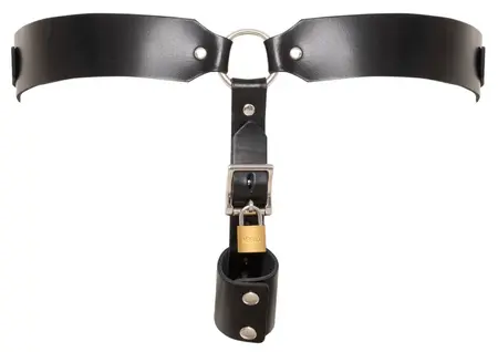 ZADO Men's Leather Jockstrap Black - Adjustable, Lockable, Metal Accents