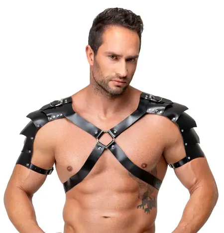 ZADO Men's Leather Chest Harness S-L Adjustable Black Buckle Design