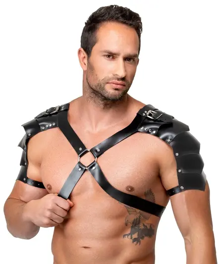 ZADO Men's Leather Chest Harness S-L Adjustable Black Buckle Design
