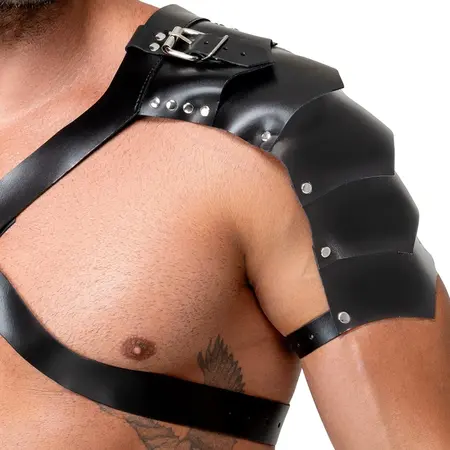ZADO Men's Leather Chest Harness S-L Adjustable Black Buckle Design