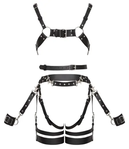 ZADO Leather Harness Set L/XL - Adjustable Premium Black Leather System