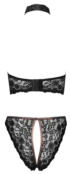 Cottelli LINGERIE Bra Set Open S Black Lace Rose Gold Accents