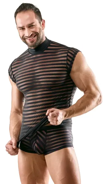 Svenjoyment Shirt XL Transparent Black with Horizontal Stripes