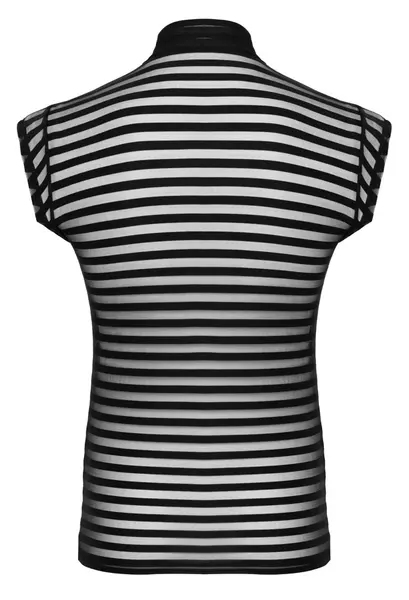 Svenjoyment Men's Shirt L Black Transparent Striped Short Sleeve