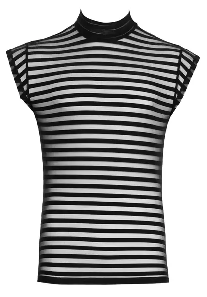 Svenjoyment Men's Shirt S Black Transparent Striped Short Sleeve