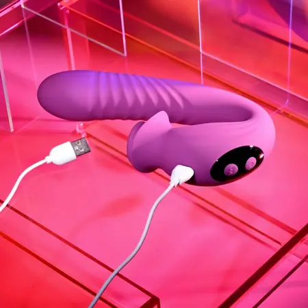 Evolved Deep Ecstasy Rabbit Vibrator Magenta - Thrusting & Rotating System