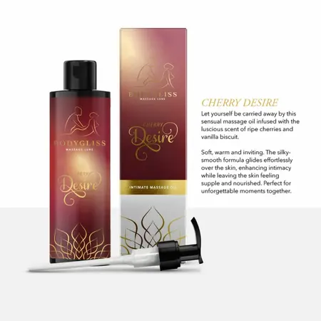 BodyGliss Cherry Desire Massage Oil & Lubricant 150ml Vitamin E Care