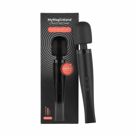 MyMagicWand Wand Vibrator Medium Black - 28 Modes, Rechargeable, IPX5