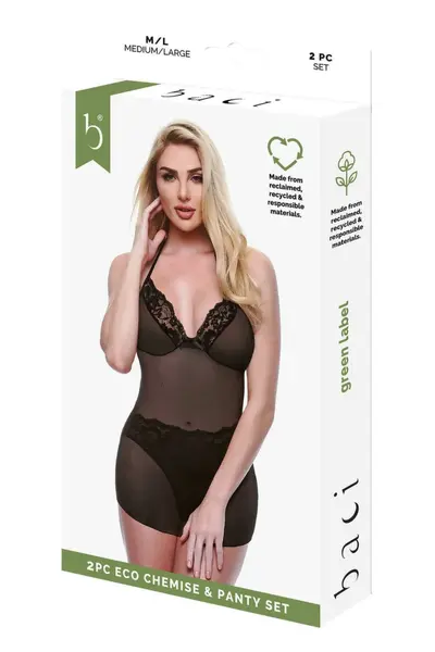 Eco комплект нощничка и бикини, черен, M/L