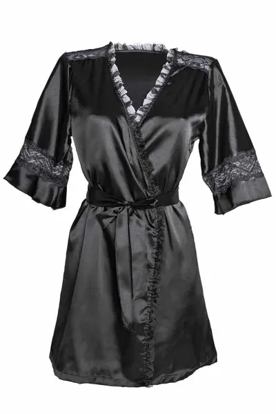 Christine le Duc Kimono Sensuality Satin Short Robe with Lace Accents