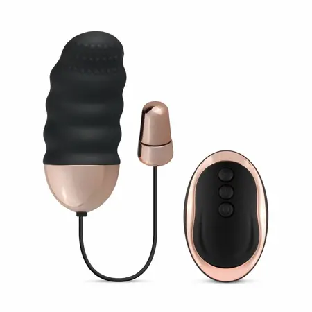 Teazers Ribbed Vibrating Egg Black Wireless Remote 10 Modes