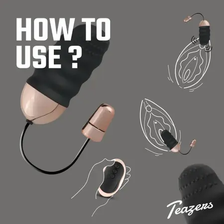 Teazers Ribbed Vibrating Egg Black Wireless Remote 10 Modes