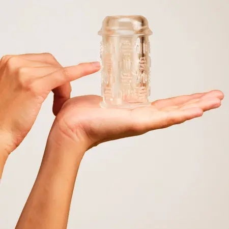 The Handy Stamina Sleeve Flow - Open, Stretchable TPE, 9.6 cm, Clear