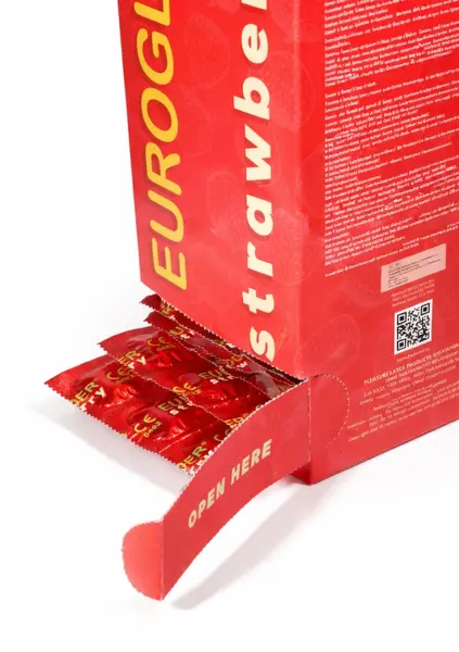 Euroglider Strawberry 144 pcs - Flavoured Latex, Red, Standard Fit