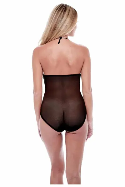 Baci Eco Lace & Mesh Teddy Black S/M - Sustainable Lingerie Design