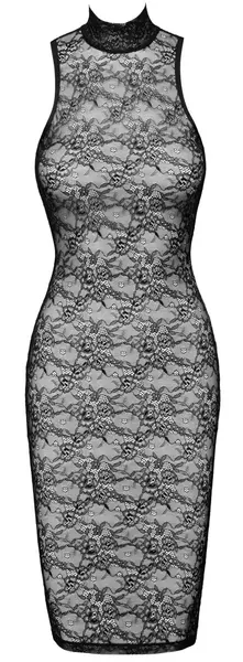 Cottelli LINGERIE Lace Dress S Black Floral, Sleeveless, Stand-Up Collar