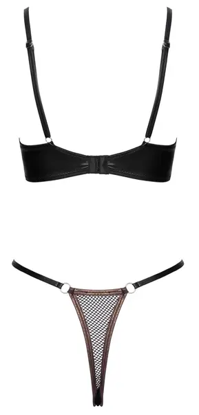 Cottelli LINGERIE Bra Set Net M Black & Copper, Adjustable, Size M