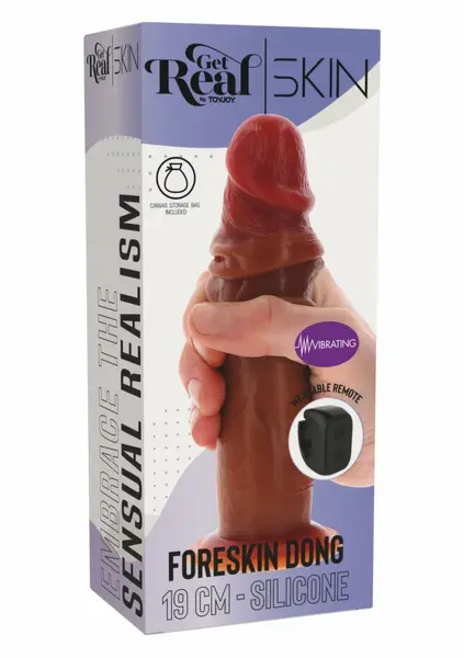 Foreskin Dong Vibrating Silicone 19 cm Dual Density Remote Control