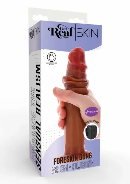 ToyJoy Foreskin Dong Vibrating Silicone 22 cm Dual Density with Remote