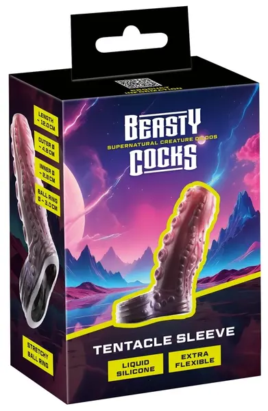 Beasty Cocks Tentacle Sleeve Liquid Silicone, Metallic, 12cm, Flexible Fit