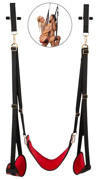 Bad Kitty Door Swing BK-11 - Adjustable Luxury Door System, Black/Red