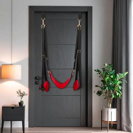 Bad Kitty Door Swing BK-11 - Adjustable Luxury Door System, Black/Red