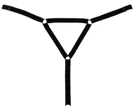 Cottelli LINGERIE String Flowers S-L Adjustable Black Rhinestone Detail