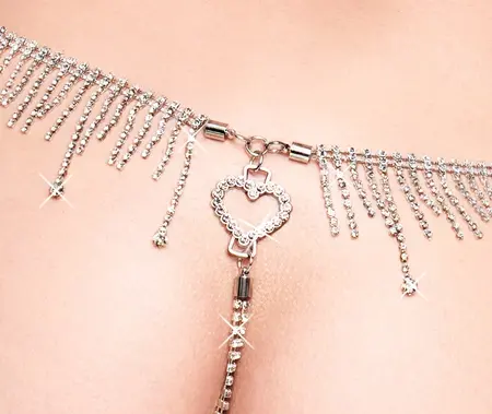 Cottelli LINGERIE String Rhinestones S-L Adjustable Lace & Crystal Detail