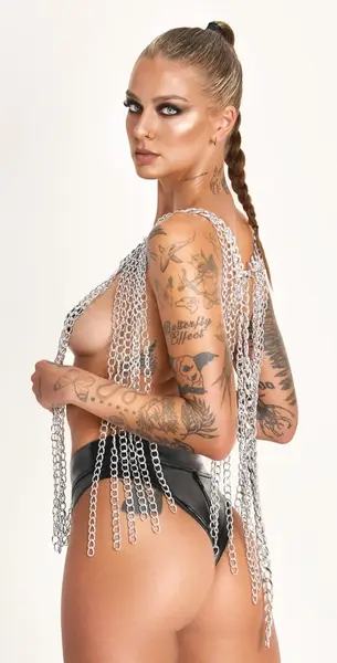 Bad Kitty Chainmail Collar/Skirt Adjustable Silver Unisex Metal Design