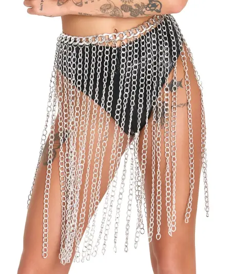 Bad Kitty Chainmail Collar/Skirt Adjustable Silver Unisex Metal Design