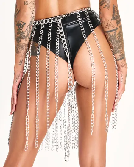 Bad Kitty Chainmail Collar/Skirt Adjustable Silver Unisex Metal Design
