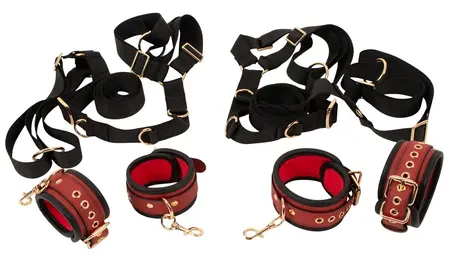 Bad Kitty Bed/Door-Restraint Set Red/Black Adjustable 5-Piece