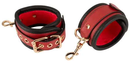 Bad Kitty Neck/Thigh Restraint Set Black-Red, Adjustable, PU Leather