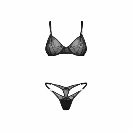 Obsessive Olianna 2-Piece Lingerie Set Black - Adjustable, Elegant Design