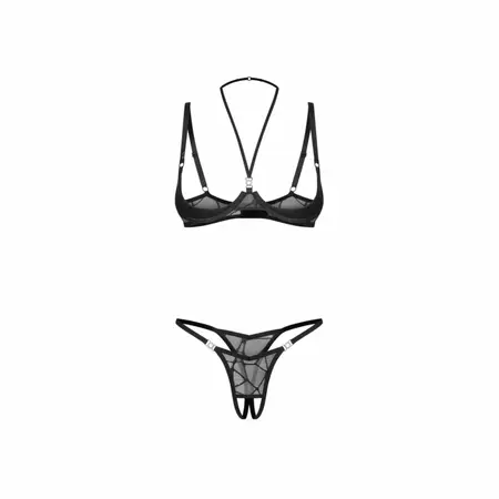 Obsessive Olianna 2-Piece Open Set Black - Adjustable Lace Lingerie Set