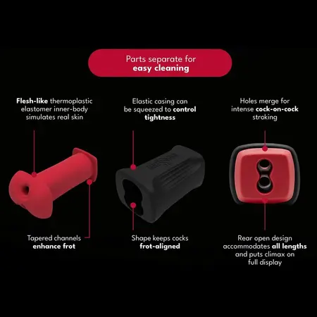 CockBlock FROT Massager Double Tunnel Intimate Machine 20cm Black/Red