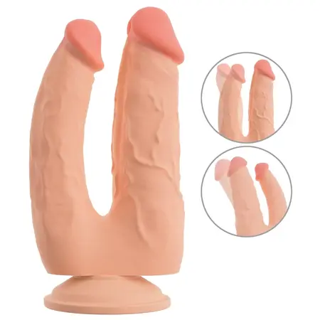 Nature Skin Bendable Double Penetrator Movable Skin TPE 20/19cm