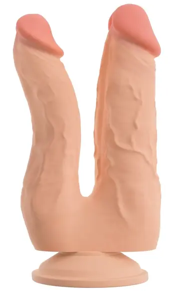 Nature Skin Bendable Double Penetrator Movable Skin TPE 20/19cm
