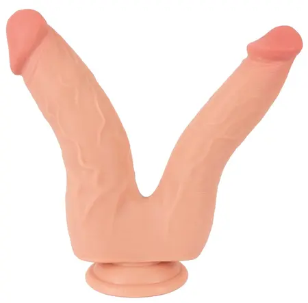 Nature Skin Bendable Double Penetrator Movable Skin TPE 20/19cm