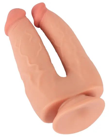 Nature Skin Bendable Double Penetrator Movable Skin TPE 20/19cm