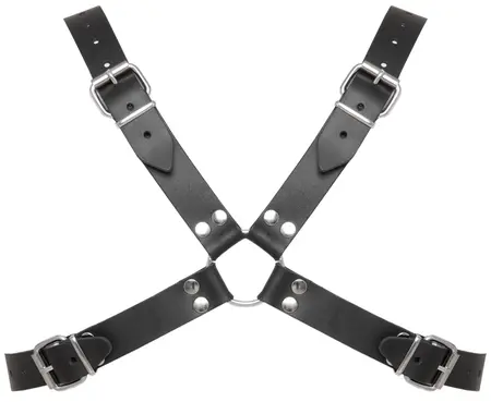 ZADO Leather Chest Harness Black - Adjustable X-Shape, Metal Studs S-L