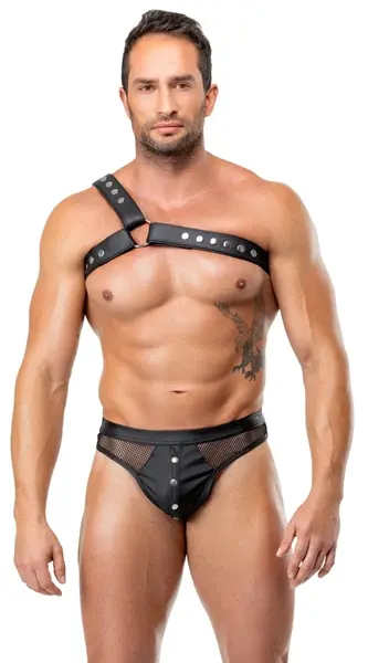 ZADO Men's Leather Harness S-L Adjustable Black Chest Accessory