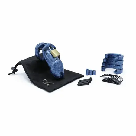 CB-X CB-6000 Chastity Kit Glitter Blue - Adjustable ABS System
