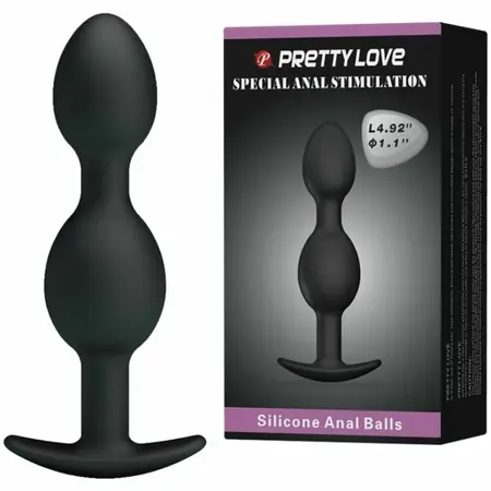 Pretty Love Silicone Anal Bead System 12.5 cm Black Weighted Balls