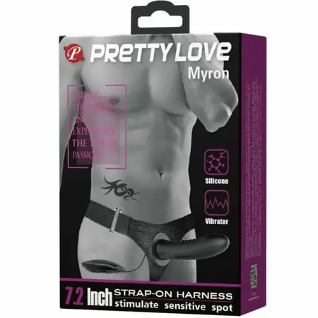 Pretty Love Myron Strap-On System with Vibration, Hollow Shaft, Adjustable