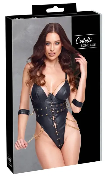 Cottelli Bondage Body XL Black with Gold Chains & Adjustable Restraints