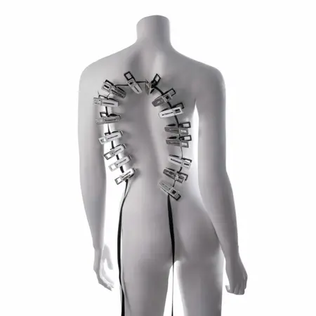 Sportsheets Edge Body Zipper Clothes Pins Silver - 16 Metal Clips Set