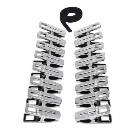 Sportsheets Edge Body Zipper Clothes Pins Silver - 16 Metal Clips Set